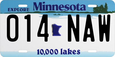 MN license plate 014NAW