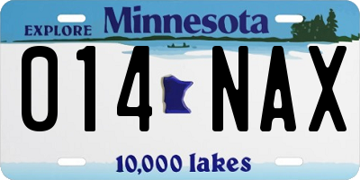 MN license plate 014NAX