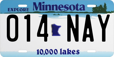 MN license plate 014NAY