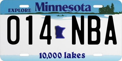 MN license plate 014NBA