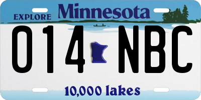 MN license plate 014NBC