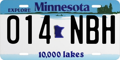 MN license plate 014NBH