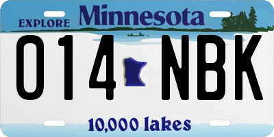 MN license plate 014NBK