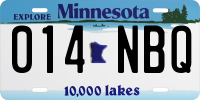 MN license plate 014NBQ