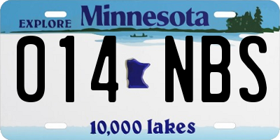 MN license plate 014NBS