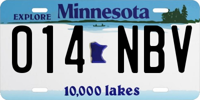 MN license plate 014NBV