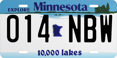 MN license plate 014NBW