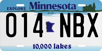 MN license plate 014NBX