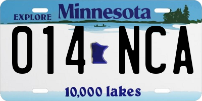 MN license plate 014NCA