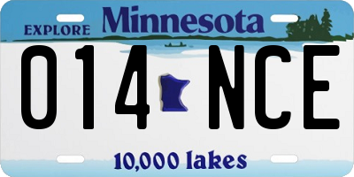MN license plate 014NCE