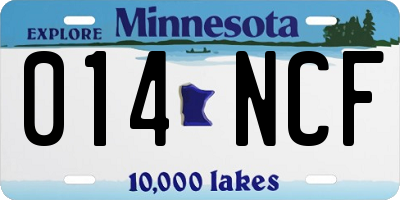 MN license plate 014NCF