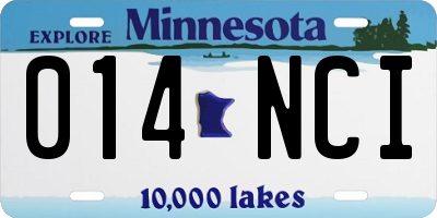 MN license plate 014NCI