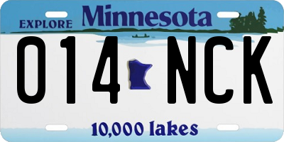 MN license plate 014NCK