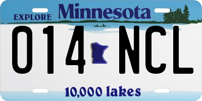 MN license plate 014NCL