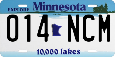 MN license plate 014NCM
