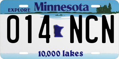 MN license plate 014NCN