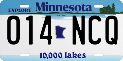 MN license plate 014NCQ