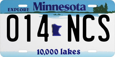 MN license plate 014NCS