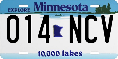 MN license plate 014NCV