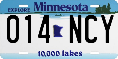 MN license plate 014NCY
