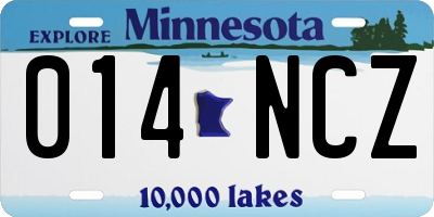 MN license plate 014NCZ