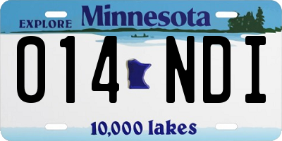 MN license plate 014NDI