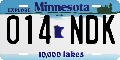 MN license plate 014NDK
