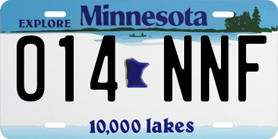 MN license plate 014NNF