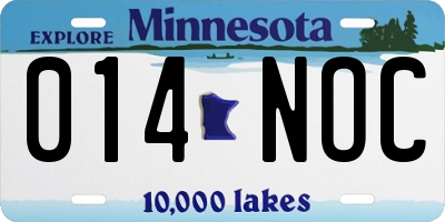 MN license plate 014NOC