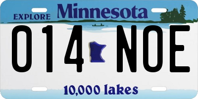 MN license plate 014NOE
