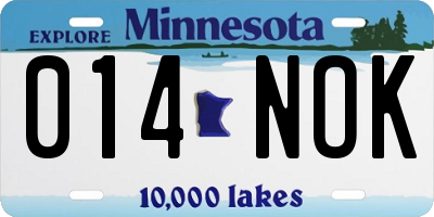 MN license plate 014NOK