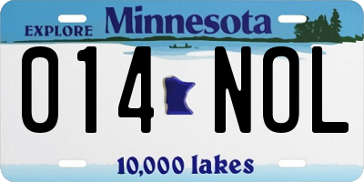 MN license plate 014NOL