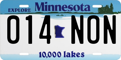 MN license plate 014NON
