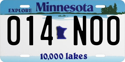 MN license plate 014NOO