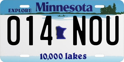 MN license plate 014NOU