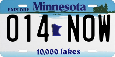MN license plate 014NOW