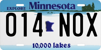MN license plate 014NOX