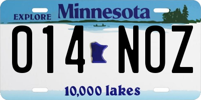 MN license plate 014NOZ