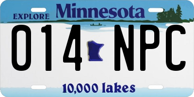 MN license plate 014NPC