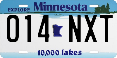 MN license plate 014NXT