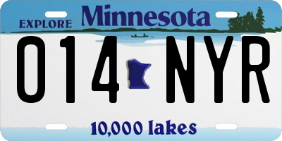 MN license plate 014NYR