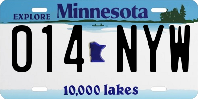 MN license plate 014NYW