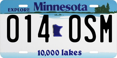 MN license plate 014OSM