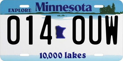MN license plate 014OUW