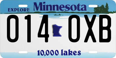 MN license plate 014OXB