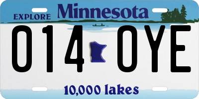 MN license plate 014OYE