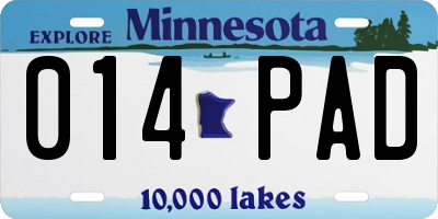 MN license plate 014PAD