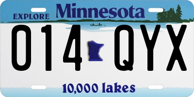 MN license plate 014QYX