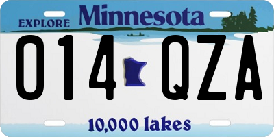 MN license plate 014QZA