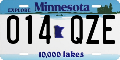 MN license plate 014QZE